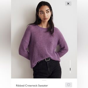 MADEWELL RIBBED CREW NECK SWEATED Heathered Amethyst. Size M